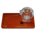Wood Note Holder W/ Glass Apple Paper Weight